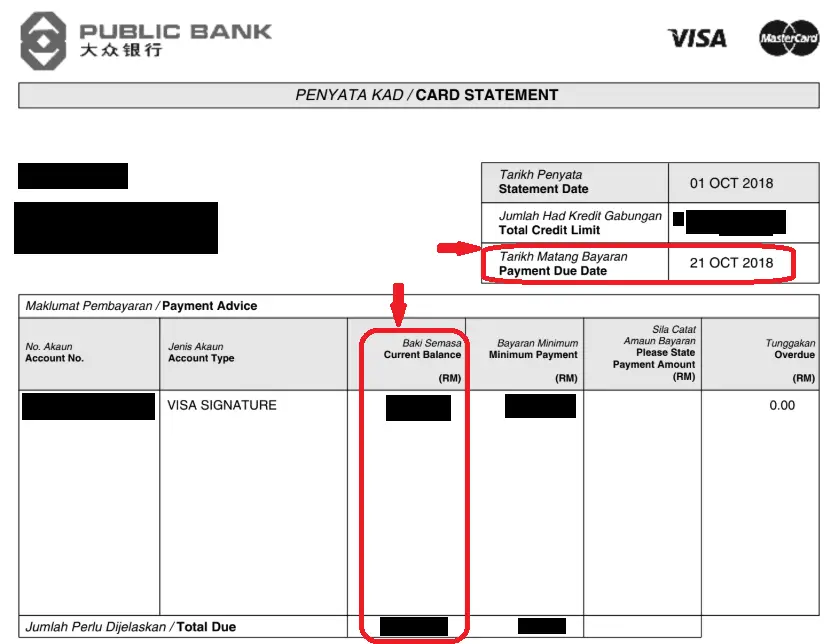 credit card statement