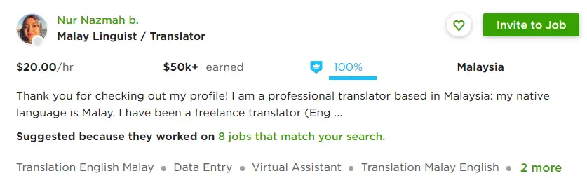 A Malaysian work from home translator earning more than 50k USD on upwork