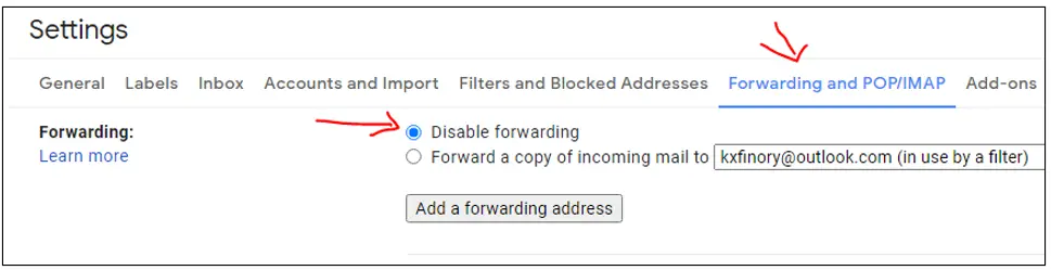 setting up forwarding in gmail