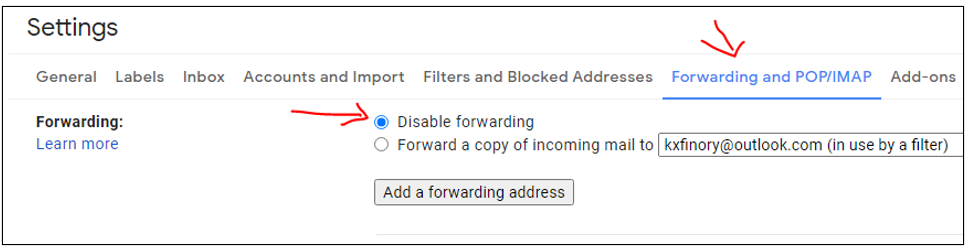 setting up forwarding in gmail