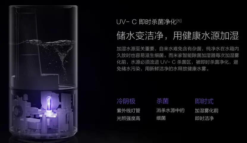 Xiaomi Smart Antibacterial Humidifier  uvc disinfeciton
