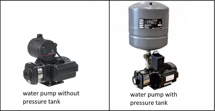 water pump with and without pressure tank
