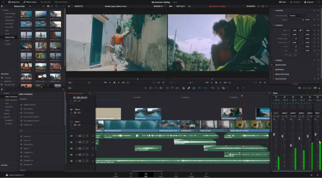 Davinci Resolve- free video editing software interface