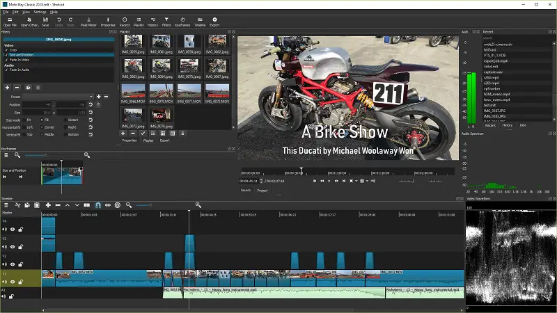 shotcut video editing software user interface