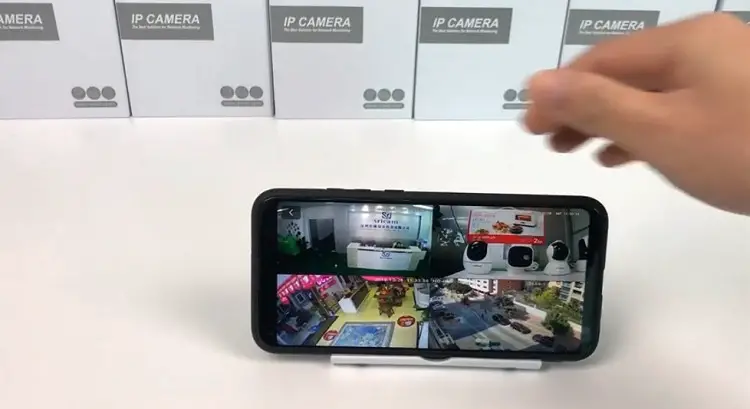 SriHome smartphone app showing 4 CCTV screen