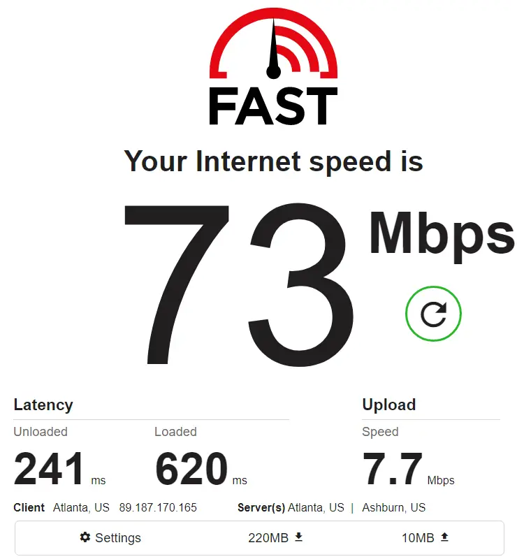 ProtonVPN speed test in Malaysia