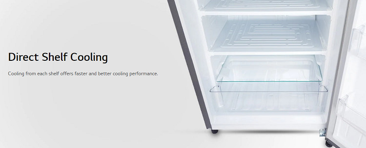 LG Vertical Freezer With Smart Inverter (171L) GN-304SHBT can direct shelf cooling