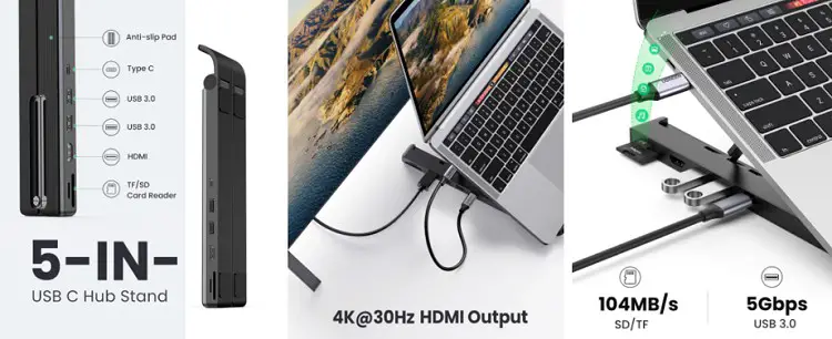 UGREEN X-Kit USB C Hub Laptop Stand has USB-C, 4K HDMI, TF/SD and two USB 3.0 Ports