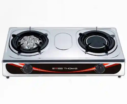 SwissThomas Stainless Steel Dual Gas Stove